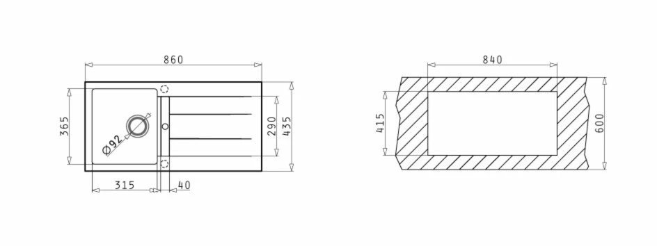 Einbauspüle ATHLOS - Pyragranite - grau - Unterschränke ab 45 cm 2 Einbauspüle ATHLOS - Pyragranite - grau - Unterschränke ab 45 cm – Bild 2