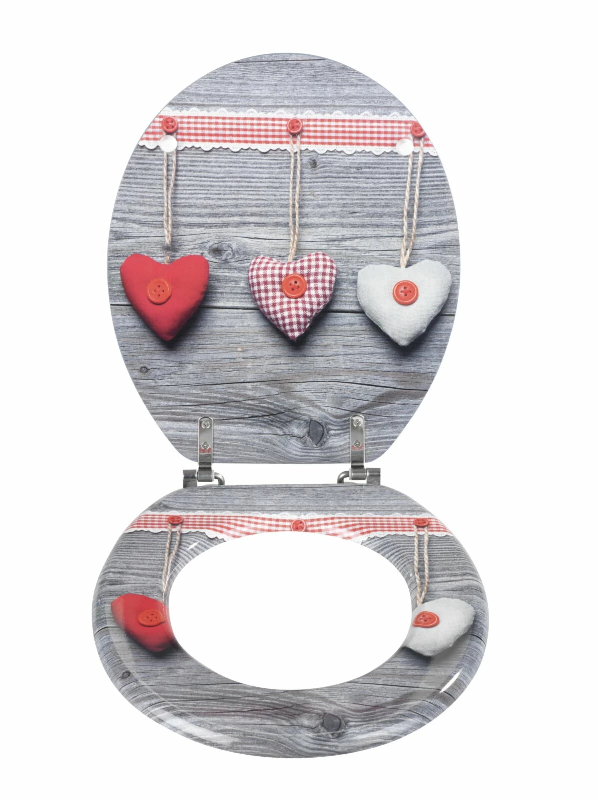 WENKO WC-Sitz BAVARIAN HEARTS - grau-rot 2 WENKO WC-Sitz BAVARIAN HEARTS - grau-rot – Bild 2
