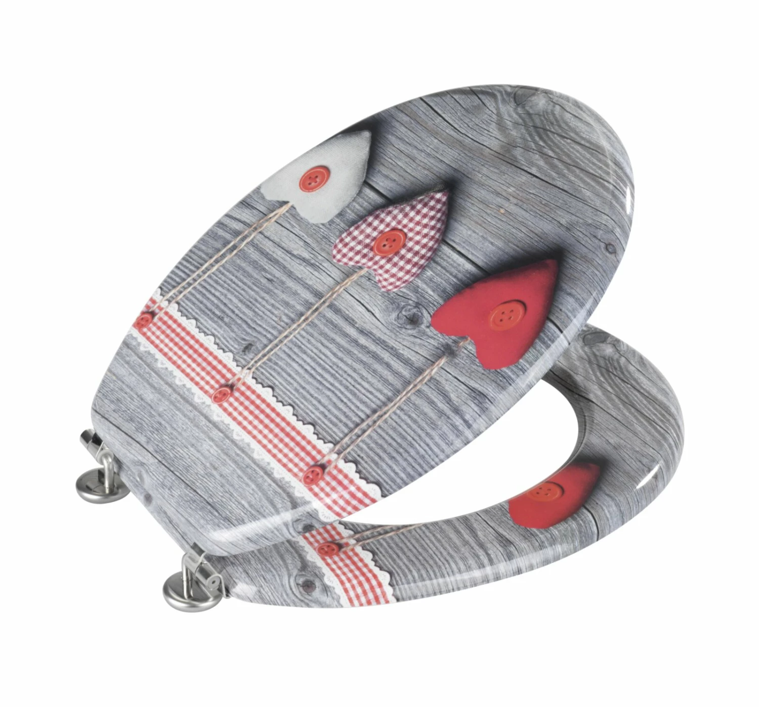 WENKO WC-Sitz BAVARIAN HEARTS - grau-rot 3 WENKO WC-Sitz BAVARIAN HEARTS - grau-rot – Bild 3