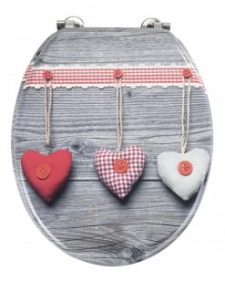 WENKO WC-Sitz BAVARIAN HEARTS - grau-rot