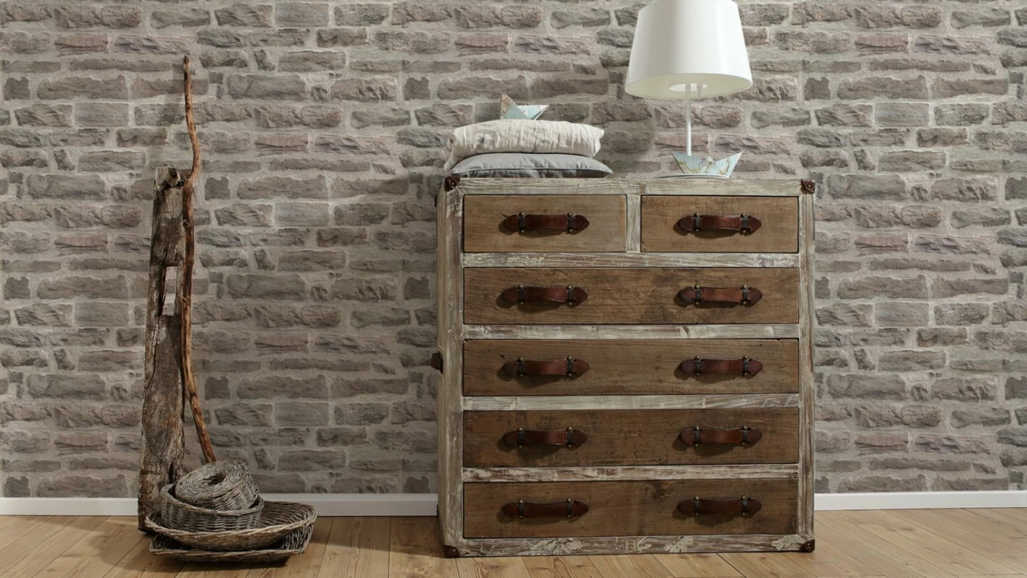 Vliestapete DECOWORLD 2 - beige-grau - 10 Meter 4 Vliestapete DECOWORLD 2 - beige-grau - 10 Meter – Bild 4