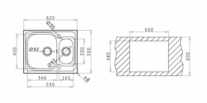 Einbauspüle AMALTIA - Edelstahl poliert - Unterschränke ab 60 cm 2 Einbauspüle AMALTIA - Edelstahl poliert - Unterschränke ab 60 cm – Bild 2