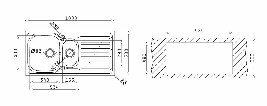 Einbauspüle AMALTIA - Edelstahl poliert - Unterschränke ab 60 cm 2 Einbauspüle AMALTIA - Edelstahl poliert - Unterschränke ab 60 cm – Bild 2