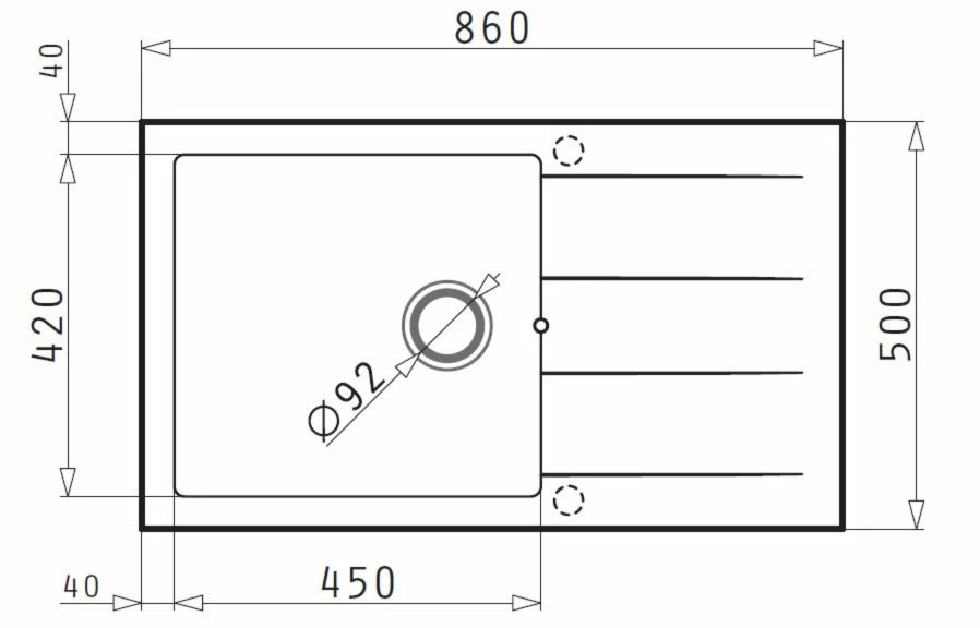 Granit-Einbauspüle ATHLOS - beige - 86x50 cm 2 Granit-Einbauspüle ATHLOS - beige - 86x50 cm – Bild 2