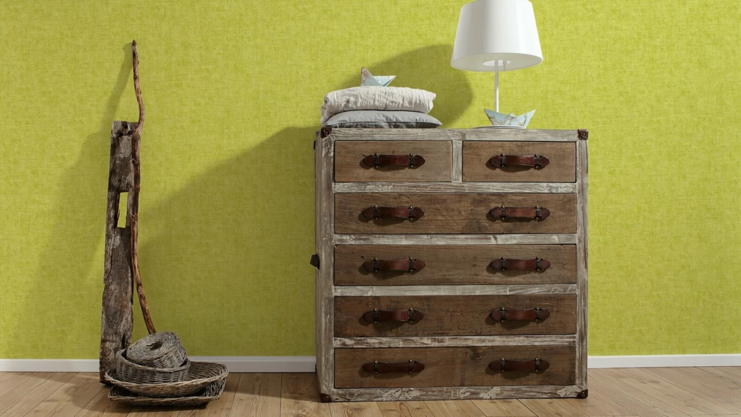 Vliestapete BORNEO - grün Metallic - 10 Meter 4 Vliestapete BORNEO - grün Metallic - 10 Meter – Bild 4