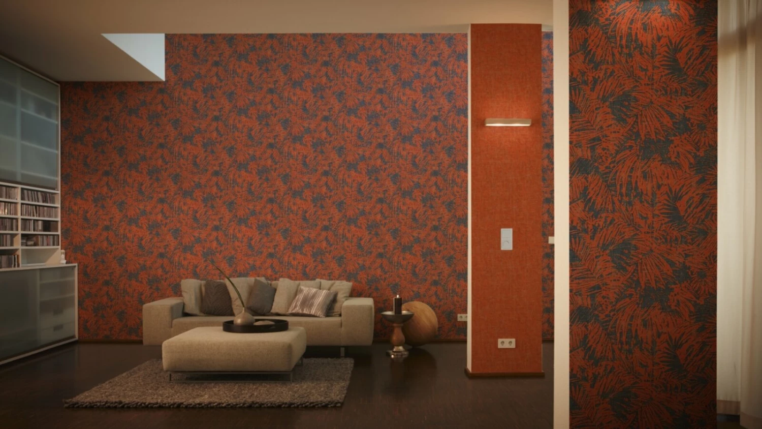 Vliestapete BORNEO - rot metallic - 10 Meter 3 Vliestapete BORNEO - rot metallic - 10 Meter – Bild 3