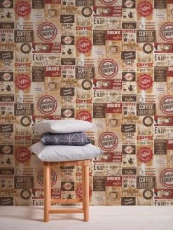 Papiertapete SIMPLY DECOR - Coffee Vintage - beige-rot - 10 Meter -Baumarkt Verkaufsgeschäft 9002258500 04 1600Wx1600H
