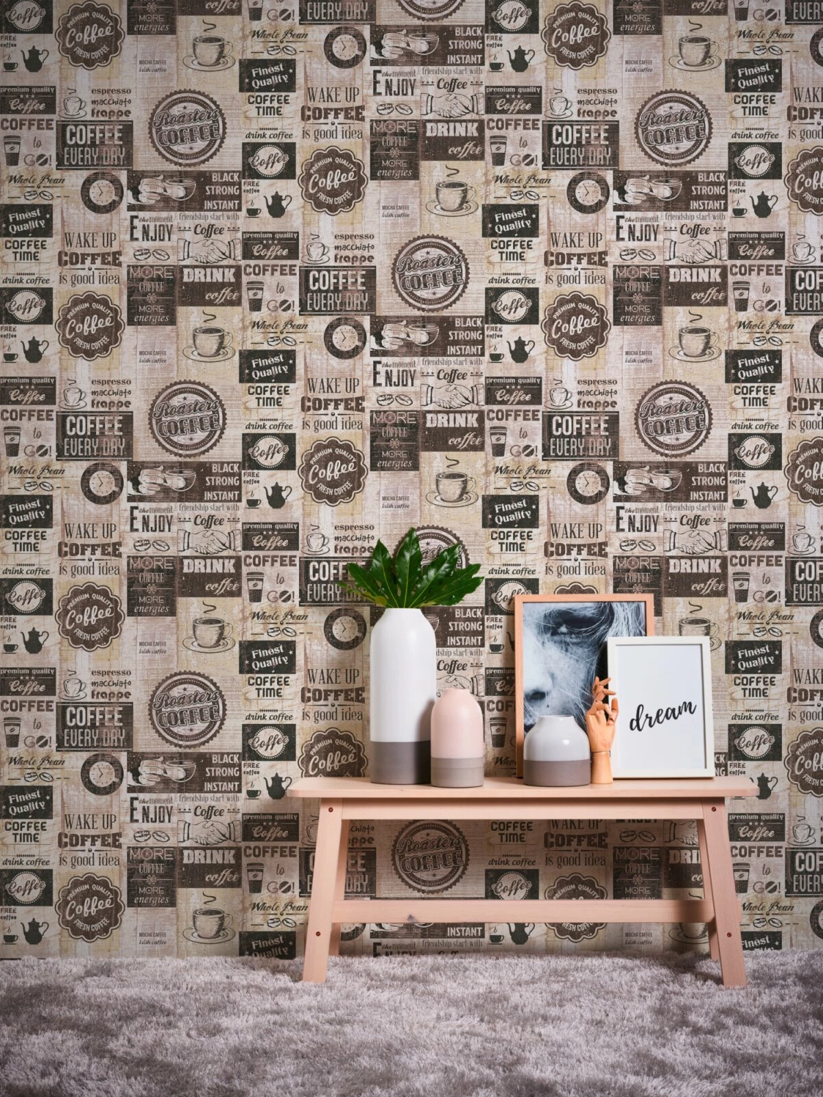 Papiertapete SIMPLY DECOR - Coffee Vintage - braun - 10 Meter 2 Papiertapete SIMPLY DECOR - Coffee Vintage - braun - 10 Meter – Bild 2