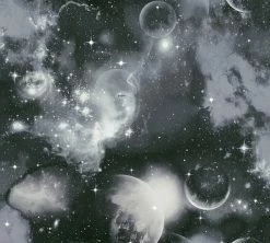 Papiertapete SIMPLY DECOR - Weltall - schwarz-grau - 10 Meter