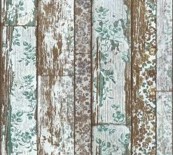 Vliestapete NEUE BUDE 2.0 - braun-grün - Planken - 10 Meter