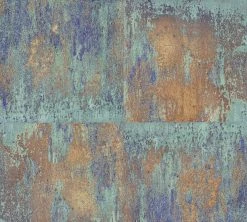 Vliestapete MATERIALS - braun-blau Metallic - 10 Meter