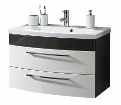 Waschtisch - anthrazit-weiß Hochglanz - mit Mineralgussbecken -Baumarkt Verkaufsgeschäft 9003359500 09 1600Wx1600H