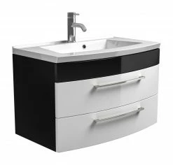 Waschtisch - anthrazit-weiß Hochglanz - mit Mineralgussbecken