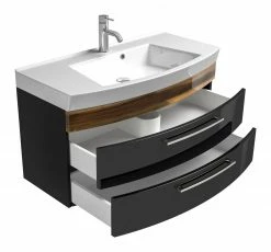 Waschtisch RIMA - anthrazit-Walnuss - mit Waschbecken - 100 cm -Baumarkt Verkaufsgeschäft 9003359900 03 1600Wx1600H