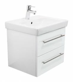 Waschtisch SUBWAY - weiß Hochglanz - mit Keramikbecken