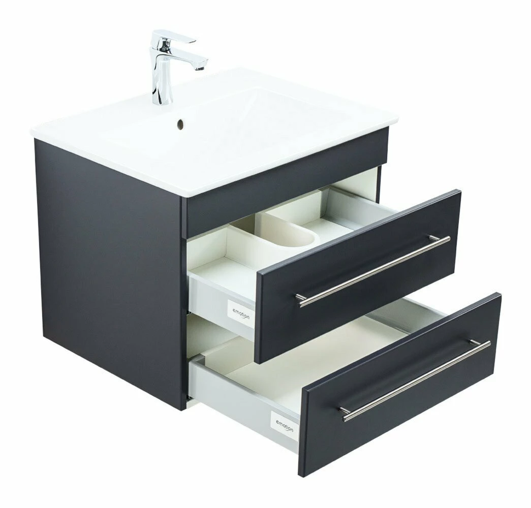 Waschtisch VENTICELLO - anthrazit - mit Keramikbecken - 65 cm 3 Waschtisch VENTICELLO - anthrazit - mit Keramikbecken - 65 cm – Bild 3