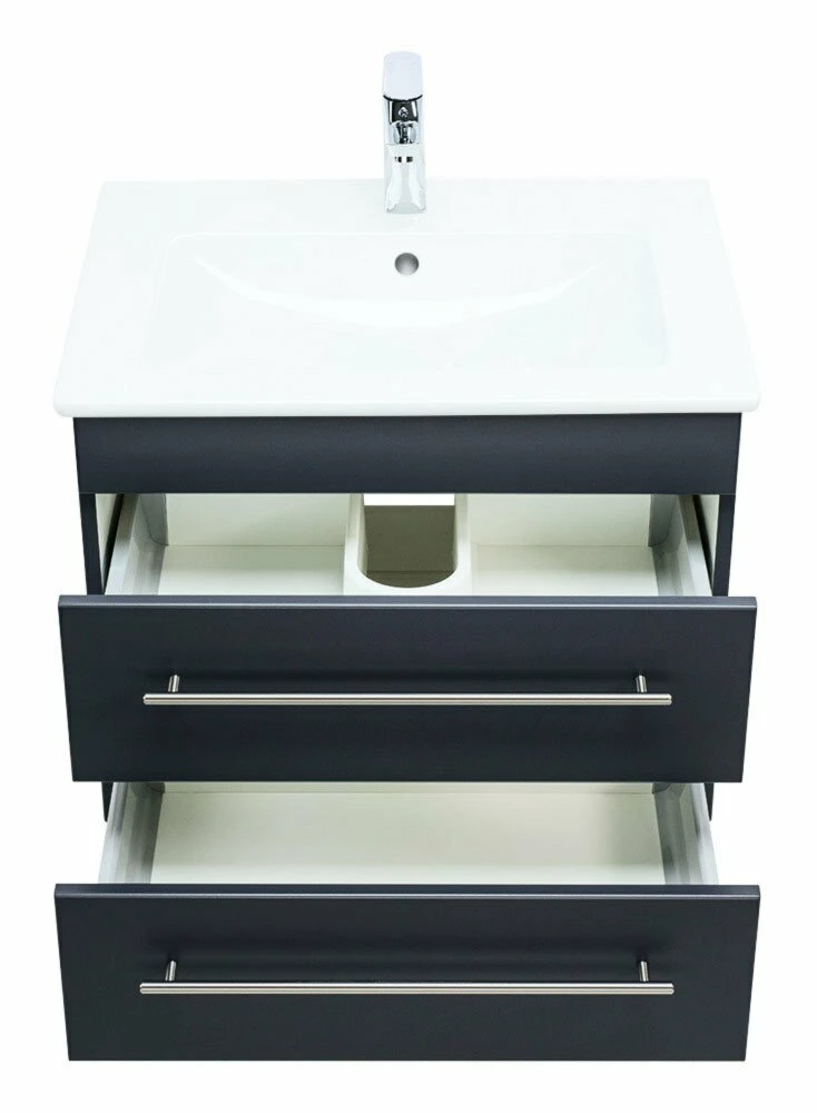 Waschtisch VENTICELLO - anthrazit - mit Keramikbecken - 65 cm 4 Waschtisch VENTICELLO - anthrazit - mit Keramikbecken - 65 cm – Bild 4