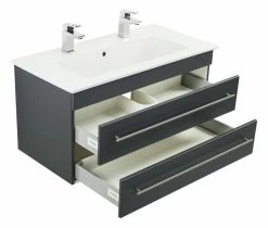 Doppelwaschtisch VENTICELLO - anthrazit - mit Keramikbecken - 100 cm -Baumarkt Verkaufsgeschäft 9003609000 03 1600Wx1600H