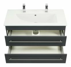 Doppelwaschtisch VENTICELLO - anthrazit - mit Keramikbecken - 100 cm -Baumarkt Verkaufsgeschäft 9003609000 04 1600Wx1600H