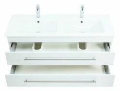 Doppelwaschtisch VENTICELLO - weiß Hochglanz - mit Keramikbecken -Baumarkt Verkaufsgeschäft 9003609300 04 1600Wx1600H