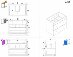 Waschtisch PORTUS 600 SLIMLINE - weiß Hochglanz - mit Keramikbecken -Baumarkt Verkaufsgeschäft 9003609500 04 1600Wx1600H