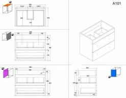 Waschtisch PORTUS 600 SLIMLINE - anthrazit - mit Keramikbecken -Baumarkt Verkaufsgeschäft 9003609600 04 1600Wx1600H