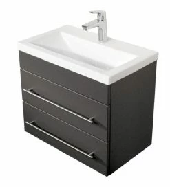 Waschtisch PORTUS 600 SLIMLINE - anthrazit - mit Keramikbecken