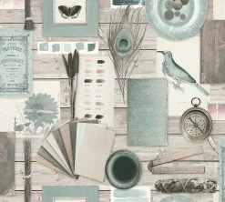 Vliestapete - AUTHENTIC WALLS 2 - blau-grün-braun - 10 Meter