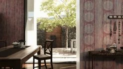 Vliestapete - BOHO LOVE - Holz mit Ornamenten - beige-rot-weiß -Baumarkt Verkaufsgeschäft 9003729000 04 1600Wx1600H