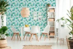 Vliestapete - COLIBRI - Bunte Blätter - blau-grün-weiß - 10 Meter -Baumarkt Verkaufsgeschäft 9003731900 03 1600Wx1600H