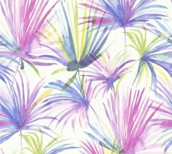 Vliestapete - COLIBRI - Bunte Blätter - weiß-gelb-lila - 10 Meter