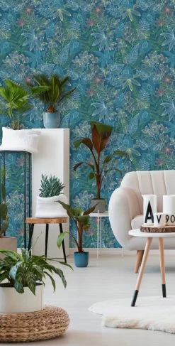 Vliestapete - COLIBRI - Floral - blau-grün-gelb - 10 Meter -Baumarkt Verkaufsgeschäft 9003733900 03 1600Wx1600H