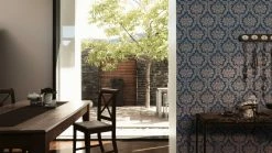 Vliestapete - blau-metallic-beige - 10 Meter -Baumarkt Verkaufsgeschäft 9003742000 04 1600Wx1600H