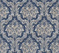 Vliestapete - blau-metallic-beige - 10 Meter
