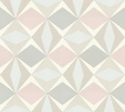 Vliesapete - beige-grau-rosa - Grafik - 10 Meter