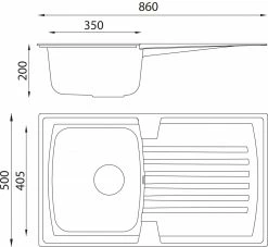 Einbauspüle - grau - Unterschränke ab 45 cm -Baumarkt Verkaufsgeschäft 9003810100 02 1600Wx1600H