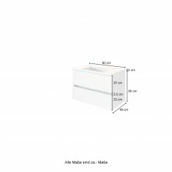 Waschtisch LUCCA - weiß matt-Wotan Eiche - 80 cm -Baumarkt Verkaufsgeschäft 9004338900 04 1600Wx1600H