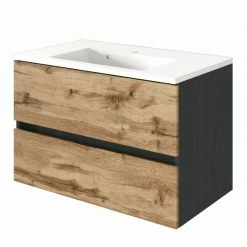 Waschtisch LUCCA - Wotan Eiche - grafitgrau - 80 cm