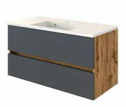 Waschtisch LUCCA - grau matt-Wotan Eiche - 100 cm