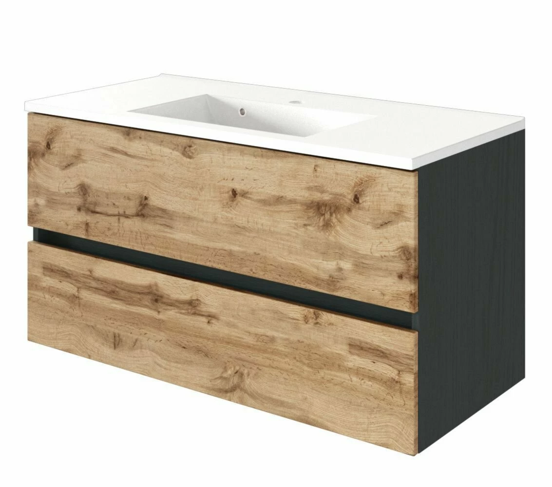 Waschtisch LUCCA - Wotan Eiche-grafitgrau - 100 cm 1 Waschtisch LUCCA - Wotan Eiche-grafitgrau - 100 cm