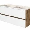 Doppelwaschtisch LUCCA - weiß matt-Wotan Eiche - 120 cm