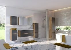 Doppelwaschtisch LUCCA - grau matt-Wotan Eiche - 120 cm -Baumarkt Verkaufsgeschäft 9004339600 03 1600Wx1600H