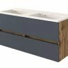 Doppelwaschtisch LUCCA - grau matt-Wotan Eiche - 120 cm