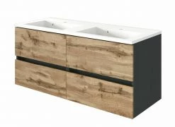 Doppelwaschtisch LUCCA - Wotan Eiche-grafitgrau - 120 cm