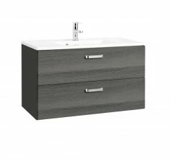 Waschtisch BOLOGNA - grafitgrau-Eiche rauchsilber - 80 cm