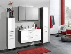 Waschtisch BOLOGNA - grafitgrau-weiß Hochglanz- 90 cm -Baumarkt Verkaufsgeschäft 9004349400 03 1600Wx1600H