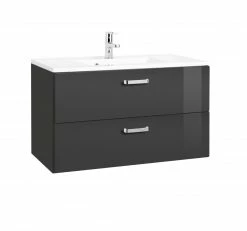 Waschtisch BOLOGNA - grafitgrau-grau Hochglanz - 90 cm