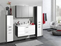 Waschtisch BOLOGNA - grafitgrau-weiß Hochglanz - 100 cm -Baumarkt Verkaufsgeschäft 9004349900 03 1600Wx1600H