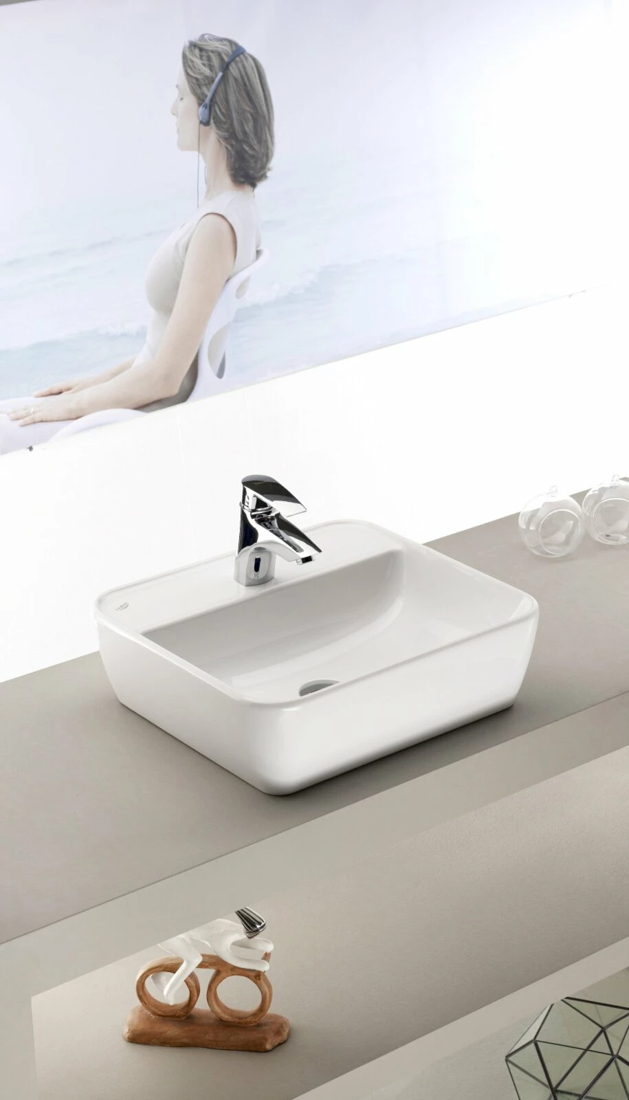 Aufsatzbecken DAVOS - weiß - Keramik - 45 cm breit 2 Aufsatzbecken DAVOS - weiß - Keramik - 45 cm breit – Bild 2