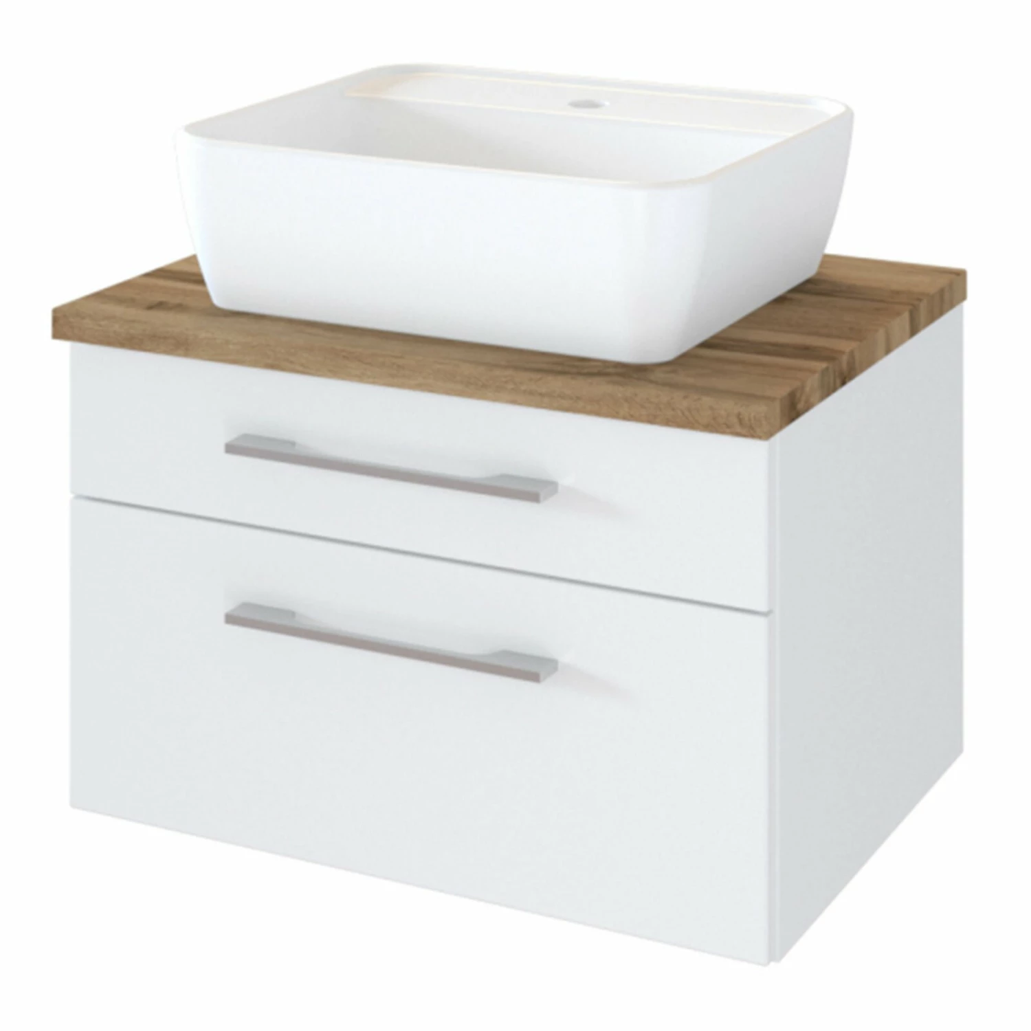 Waschtisch DAVOS - weiß - Wotaneiche - 60 cm breit 1 Waschtisch DAVOS - weiß - Wotaneiche - 60 cm breit